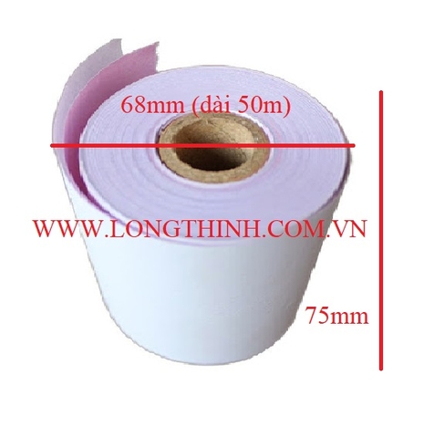 10 cuộn giấy in 2 liên K75 x 68mm - dài 50m