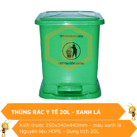 Thùng rác y tế 20L xanh lá