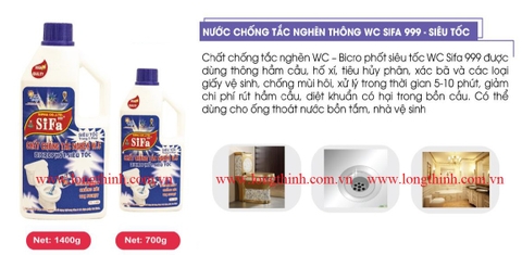 Nước chống tắc nghẽn thông WC Sifa 999 - Siêu tốc