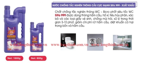 Nước chống tắc nghẽn thông WC Sifa 999 - Cực mạnh