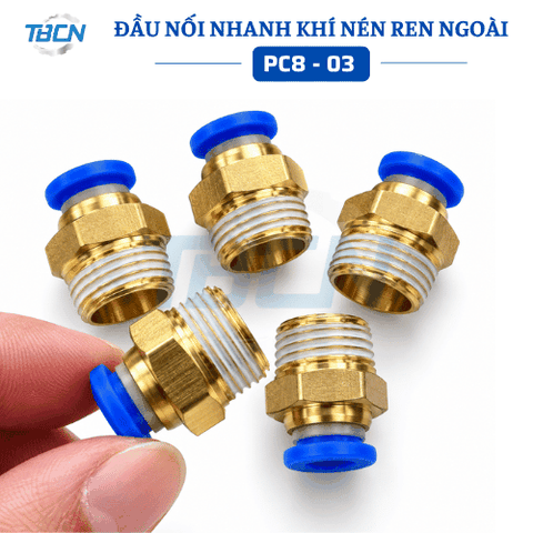 Đầu Nối Nhanh Khí Nén Thẳng Ống 8mm Ren Ngoài