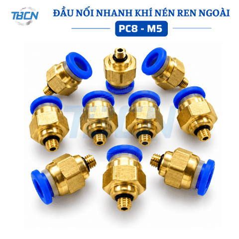Đầu Nối Nhanh Khí Nén Thẳng Ống 8mm Ren Ngoài