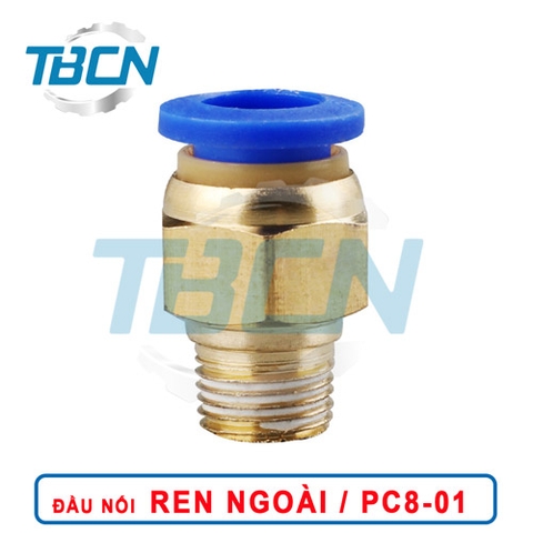 Đầu Nối Nhanh Khí Nén Ren Ngoài PC8-01