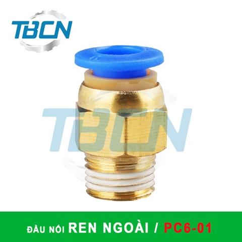 Đầu Nối Nhanh Khí Nén Ren Ngoài PC6-01
