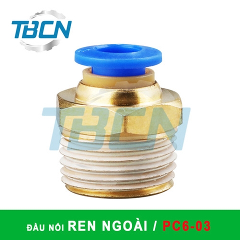 Đầu Nối Nhanh Khí Nén Ren Ngoài PC6-03