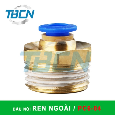 Đầu Nối Nhanh Khí Nén Ren Ngoài PC6-04