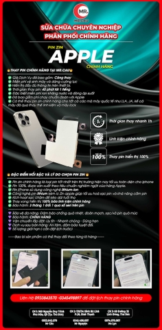 Thay Pin Zin Apple Chính Hãng Cho iPhone - Báo Linh kiện Chính Hãng (Chạy Chuẩn Đoán APPLE)