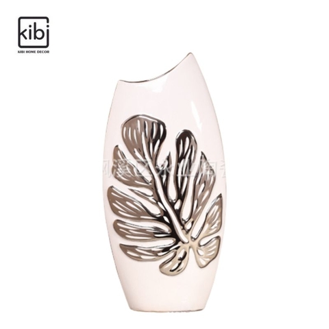 Bình gốm trắng hoa nội BG05