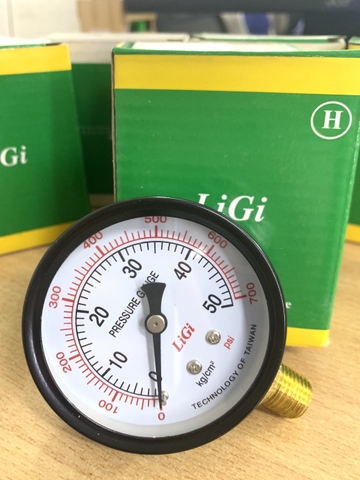 Đồng hồ đo áp suất LIGI không có dầu mặt phi 63mm, dải đo: 0-1 (kg/cm2) đến 0-600 (kg/cm2)