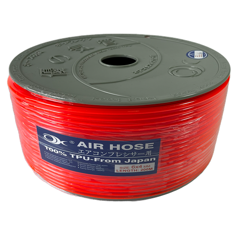 Dây hơi khí nén phi 4 6 8 10 12 14 16 màu đỏ, ống hơi khí nén, dây khí nén TPU , dây PU, dây máy hơi TPU - OK JAPAN