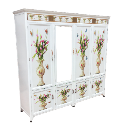 Tủ áo nhôm 4 cánh+gương 3D 1506