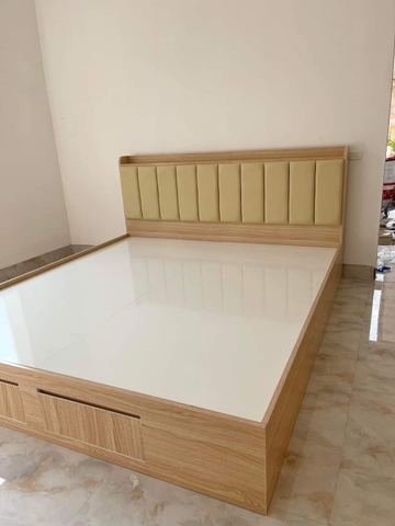 Giường Gỗ Công Nghiệp đầu bọc đệm 2324