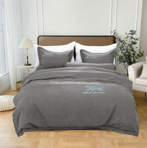 Ga bộ Kim Cương Tencel lụa 1 Màu Ghi Xám Đậm