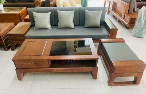 Sofa Gỗ Sồi 1 Văng Chân Hươu Màu Hương
