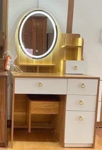 Bàn trang điểm gương đèn led màu vàng 4903