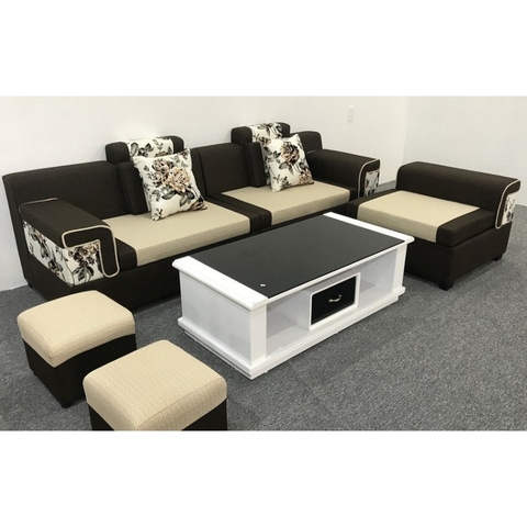 Sofa góc nỉ cao cấp đen pha trắng