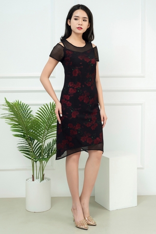 Đầm suông phủ lưới