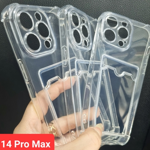 Ốp lưng dẻo trong chống sốc nhét card cho iPhone 14 Max