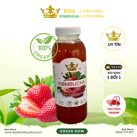 LOCK 4 CHAI KOMBUCHA DÂU TÂY  – Fresh & Cool (Trà Kombucha Dâu Tây - Giảm Cân - Làm Đẹp)