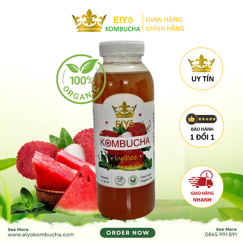LOCK 4 CHAI KOMBUCHA VẢI DƯA  – Fresh & Cool (Trà Kombucha Vải Dưa - Giảm Cân - Làm Đẹp)