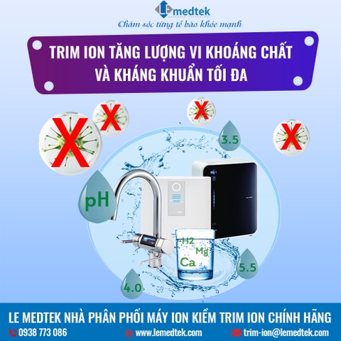 Nước Ion Kiềm TRIM ION Kháng Khuẩn Tối Đa - LE MEDTEK