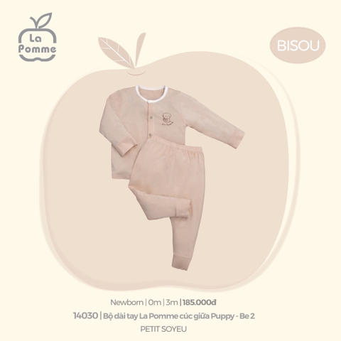 LP - Bộ Dài Tay La Pomme Cúc Giữa Puppy - Newborn Be