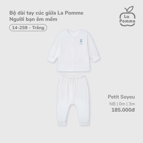 LP - Bộ dài tay cúc giữa La Pomme Người bạn êm mềm - Trắng - SS25.T2A