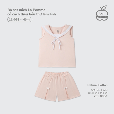 LP G20 - Bộ sát nách La Pomme cổ cách điệu tiểu thư lém lỉnh - Hồng - 6-9M - SS26.T4A