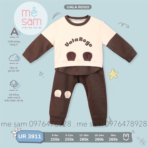 UR - Bộ nỉ dài tay cotton UR3911 - Vàng - 6M - Vàng