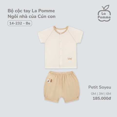 LP - Bộ cộc tay La Pomme Ngôi nhà của Cún con - Be - 3-6M - SS25.T3B