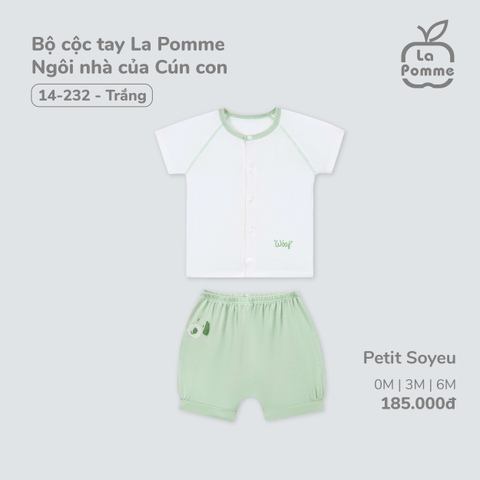 LP - Bộ cộc tay La Pomme Ngôi nhà của Cún con - Trắng - 0-3M - SS25.T3B