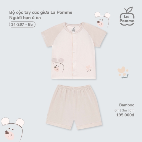 LP S10 - Bộ cộc tay cúc giữa La Pomme Người bạn ú òa - Be - 6-9M - SS25.T4A