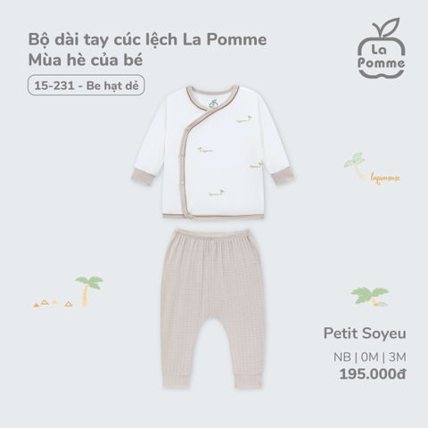 LP - Bộ dài tay cúc lệch La Pomme Mùa hè của bé - Be - SS25.T4A - Be - 3-6M