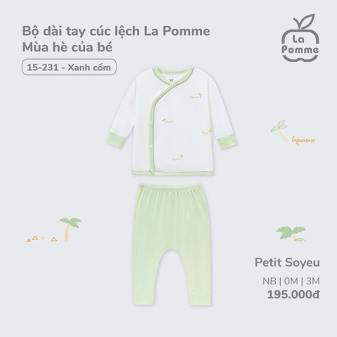 LP T10 - Bộ dài tay cúc lệch La Pomme Mùa hè của bé - Xanh - 3-6M - SS25.T4A