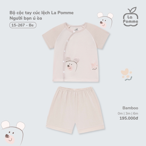LP S10 - Bộ cộc tay cúc lệch La Pomme Người bạn ú òa - Be - 6-9M - SS25.T4A