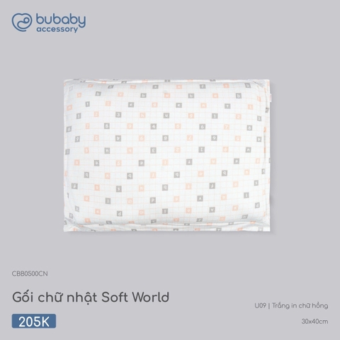 BU - Gối chữ nhật Soft World - CBB0500CN - Trắng in chữ hồng - 30x40cm - SS26.T7B