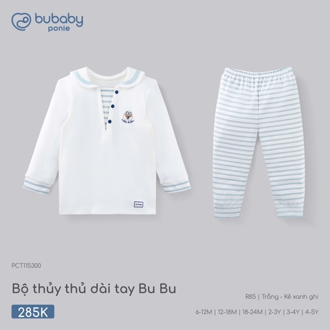 BU - Bộ thủy thủ dài tay BuBu - PCT115300 - Trắng+kẻ xanh ghi - 6-12M - SS26.T7B