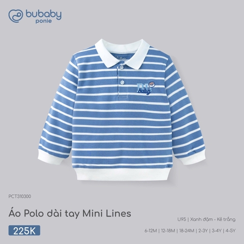 BU - Áo Polo dài tay Mini Lines - PCT310300 - Xanh đậm kẻ trắng - 6-12M - SS26.T7B