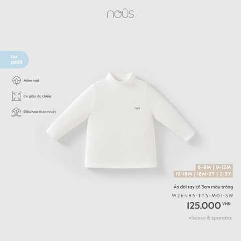 NOUS - Áo dài tay cổ 3cm màu trắng ngà - 2-3Y - SS26.T8A