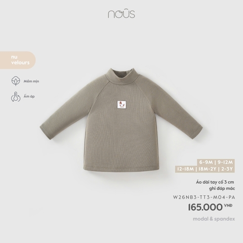 NOUS - Áo dài tay cổ 3 cm ghi đáp mác - 2-3Y - SS26.T8A