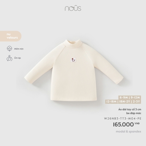 NOUS - Áo dài tay cổ 3 cm be đáp mác - 2-3Y - SS26.T8A