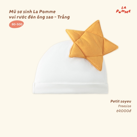 LP - Mũ sơ sinh La Pomme vui rước đèn ông sao - Trắng - FS - SS26.T8A