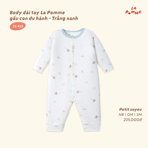 LP - Body dài tay La Pomme gấu con du hành - Trắng Xanh - 0-3M - SS26.T8A