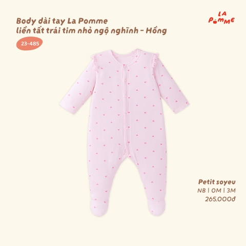 LP - Body dài tay La Pomme liền tất trái tim nhỏ ngộ nghĩnh - Hồng - 3-6M - SS26.T8A