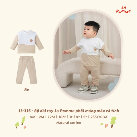 LP - Bộ dài tay La Pomme phối mảng màu cá tính - Be - 3-4Y - SS26.T8A