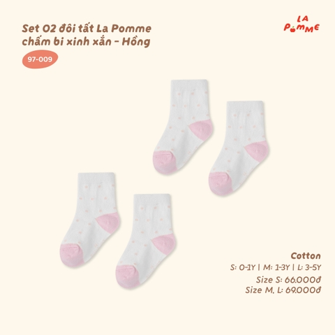 LP - Set 02 đôi tất La Pomme chấm bi xinh xắn - Hồng - M - SS26.T8A