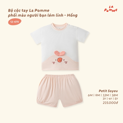 LP - Bộ cộc tay La Pomme phối màu người bạn lém lỉnh - Hồng - 3-4Y - SS26.T8A