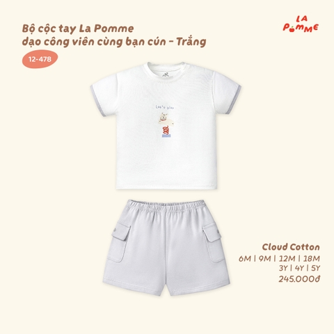 LP - Bộ cộc tay La Pomme dạo công viên cùng bạn cún - Trắng - 3-4Y - SS26.T8A