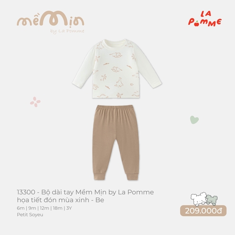 LP - Bộ dài tay Mềm Mịn by La Pomme họa tiết đón mùa xinh - Be - 12-18M - SS26.T8A