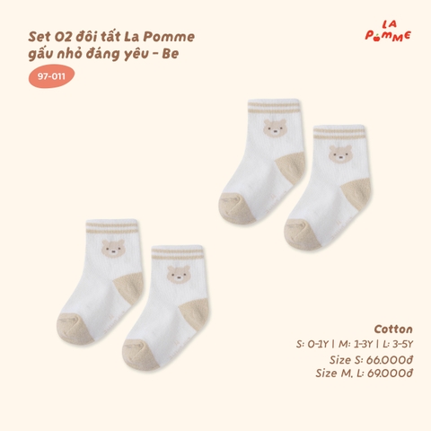 LP - Set 02 đôi tất La Pomme gấu nhỏ đáng yêu - Be - S - SS26.T8A